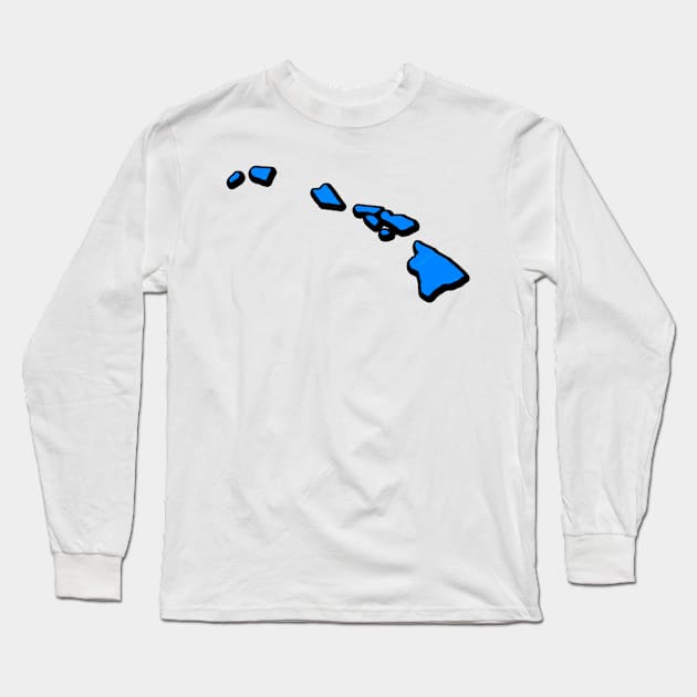 Bright Blue Hawaii Outline Long Sleeve T-Shirt by Mookle